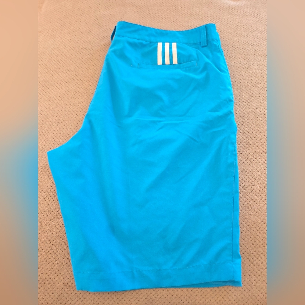 Adidas Climalite Aqua Blue Golf Shorts Golfing Zip Pockets Logo Button size 40 - Picture 11 of 14